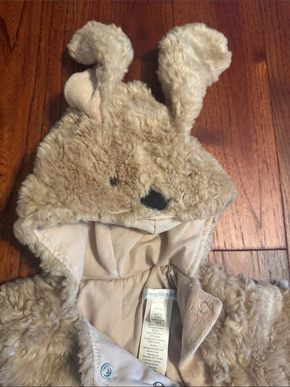 Pottery Barn Kids Plush Puppy Halloween Costume in Tan and Cream 0-6 Month - Picture 4 of 6